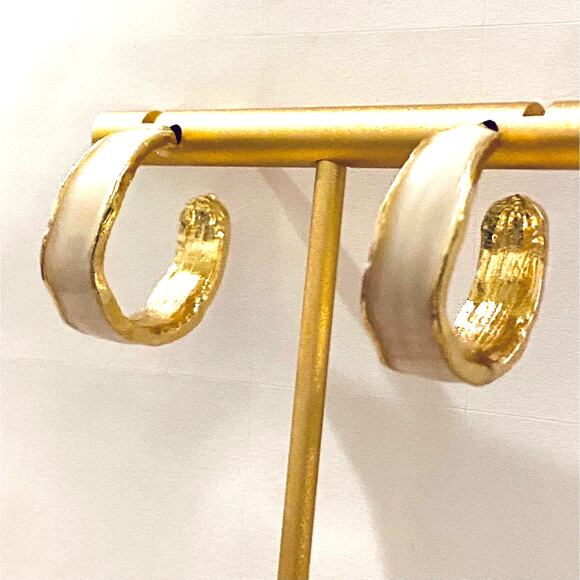 Enamel and Gold Hoop Earrings - Picture 1 of 3